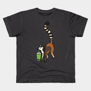 Lemur Drinking Tea Kids T-Shirt